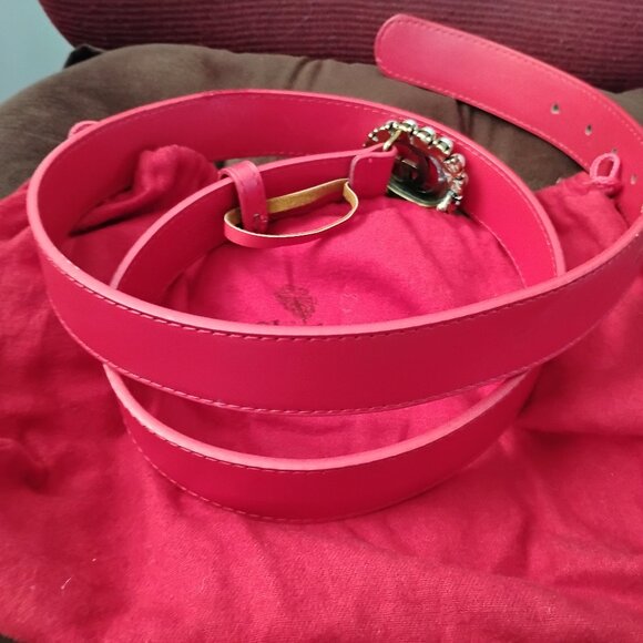 ❤️GUCCI GG Pearl Marmont Buckle and Red Leather Belt Sz 40 +Dustbag - Picture 3 of 9